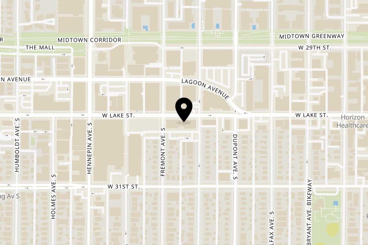 Map showing the location of Darbar India Grill & Bar on 1221 W Lake St Ste 106 in Minneapolis